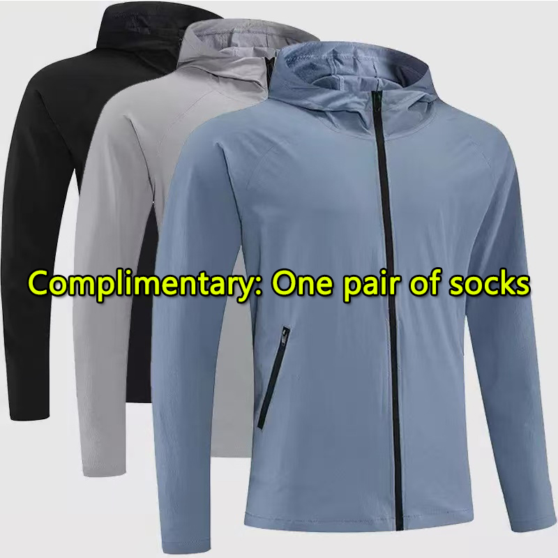 Men New Sport Zipper Hooded Jacket Jogger Long Pants Casual Brethable Outdoor Jogger Outfit Hiking Cardigan Material Outwear