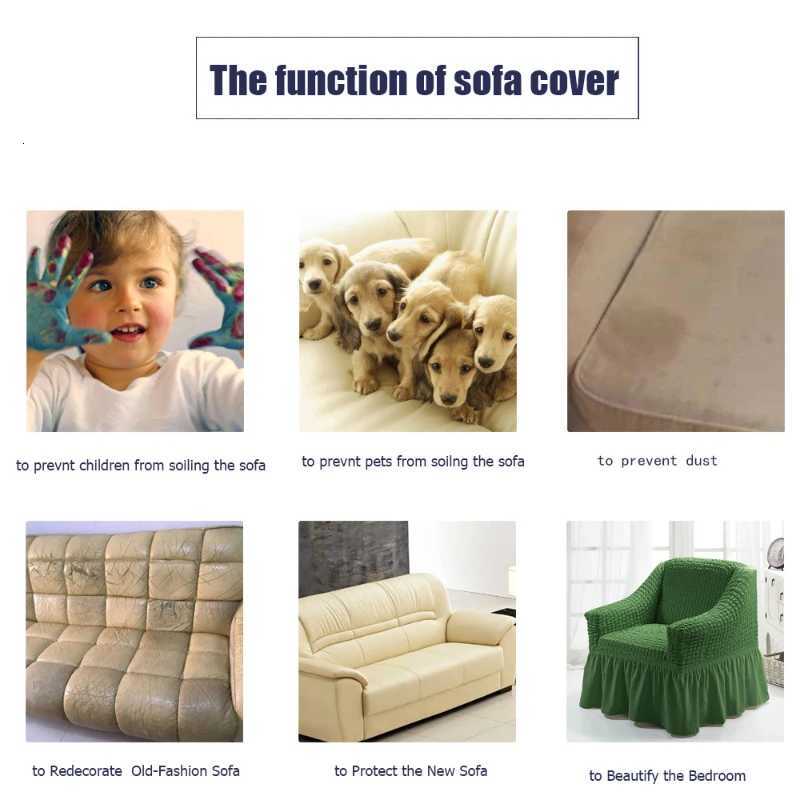 Single Seater Sofa Seater Seersucker Slipcover with Skirt Universal Stretch Sofa Couch Slipcover Easy Fitted Furniture Protector M251204 - view 4