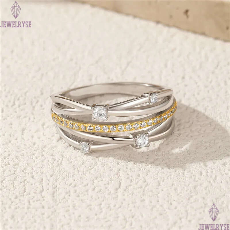 popular multilayer s925 sterling silver ring designer for woman daily outfit party 5A cubic zirconia diamond luxury gold band rings womens jewelry fri