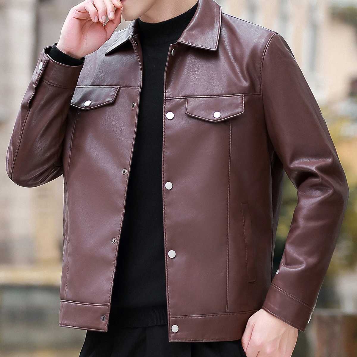 Mens Motorcycle Cool Leather Jackets Windproof leather Coats Male Autumn Winter Windproof Fashion Pu Leather Coat ClothesT251204