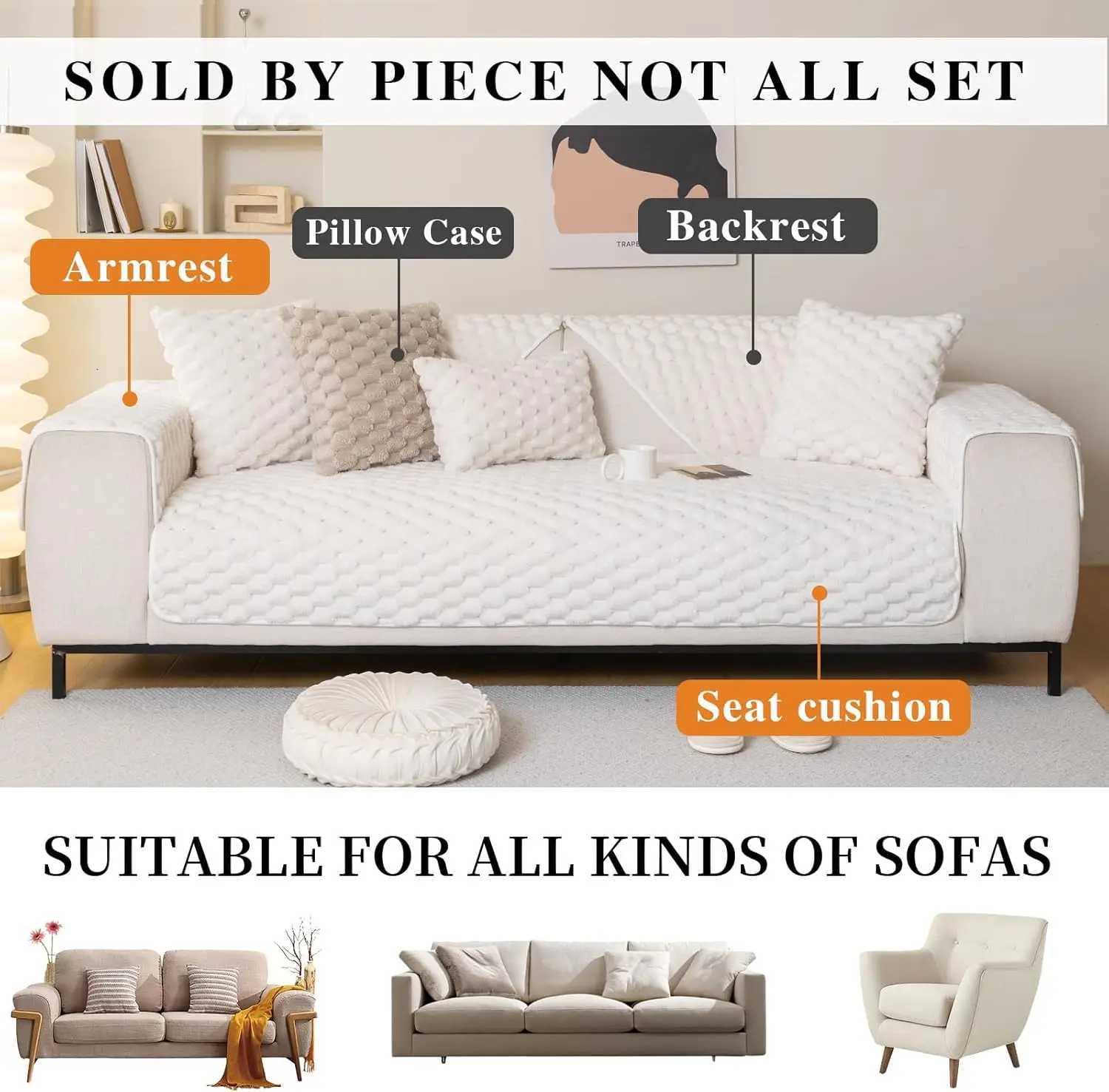 Luxury Imitation Rabbit Fur Sofa Cover Winter Warm Plush Couch Slipcover Towel for Living Room Sofa Cushion Home Decor Modern M251204 - view 3