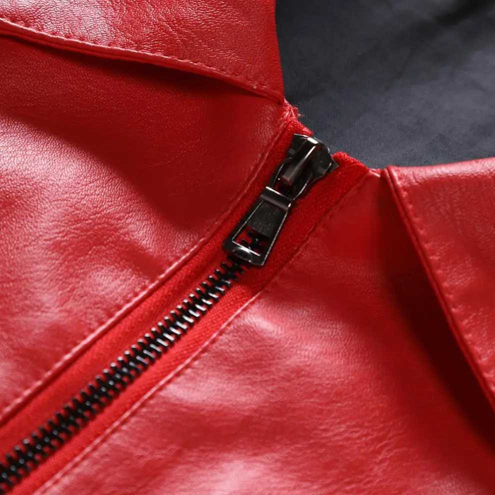 New Men Quality Casual Pu Leather Coat Red Black Slim Rider Style Leather Jacket Popular Young Leather JacketsT251204