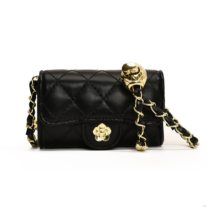 Luxury Bag Women's Mini Crossbody Shoulder Bag with Quilted Diamond Pattern, Embroidered Stitching & Gold Ball Accents - Premium Quality Casual C - view 7