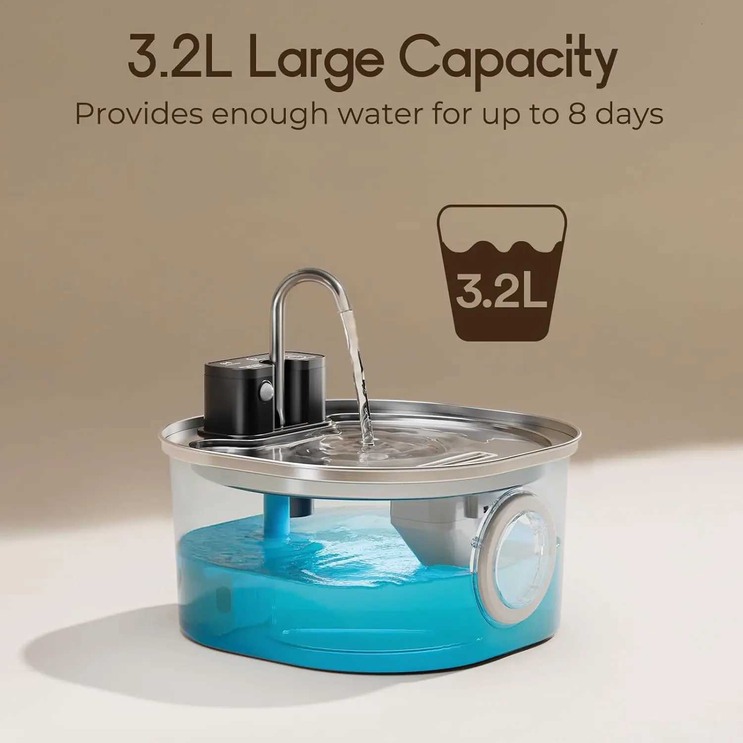 32L stainless steel cat water dispenser wireless pet water dispenser dog automatic water dispenser with silent pump M251204 - view 4