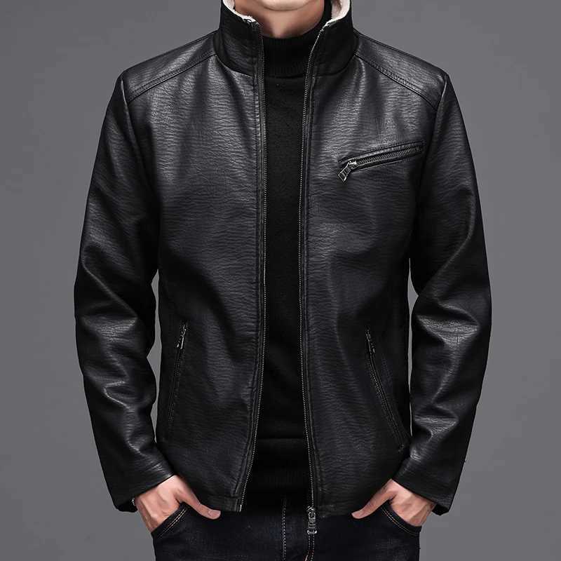 Mens Autumn Winter Thick Leather Jacket Men New Oversized Loose Standing Collar Brand Trend Jacket Men Moto Pu Leather JacketT251204
