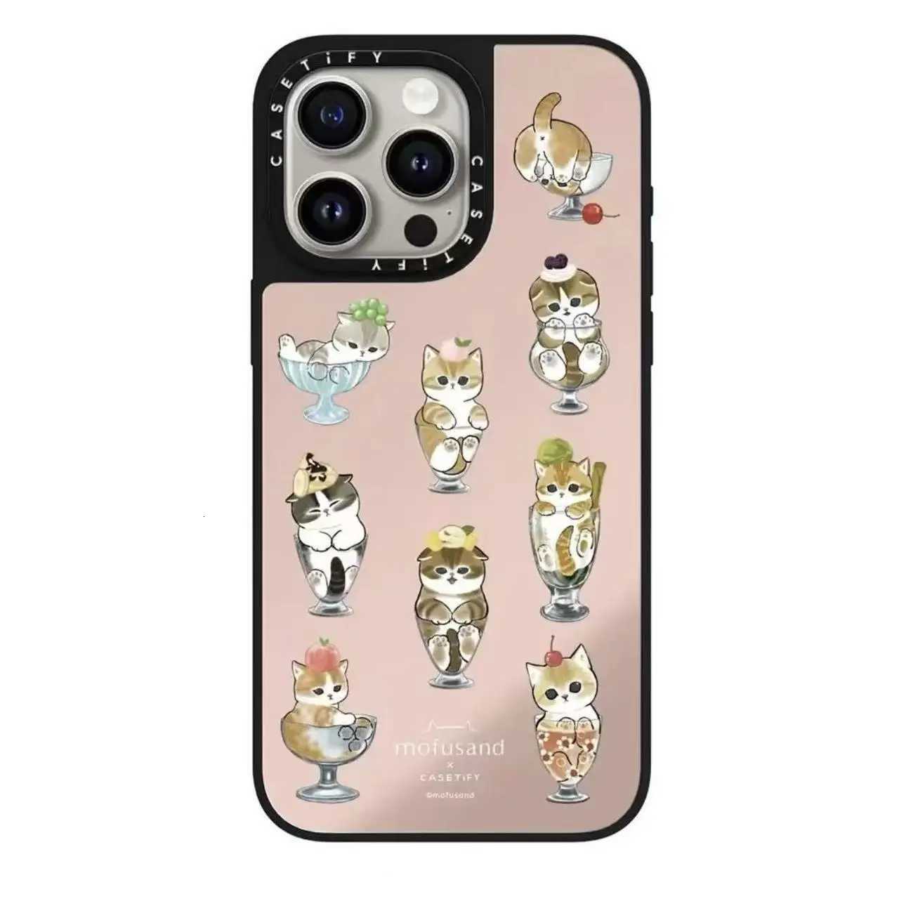 CASETi Able Cat Holding Peach Mirror Phone Case Cpatible for iPhone 15 pro Max Cute Design Mobile Phone Shell Protector H251203