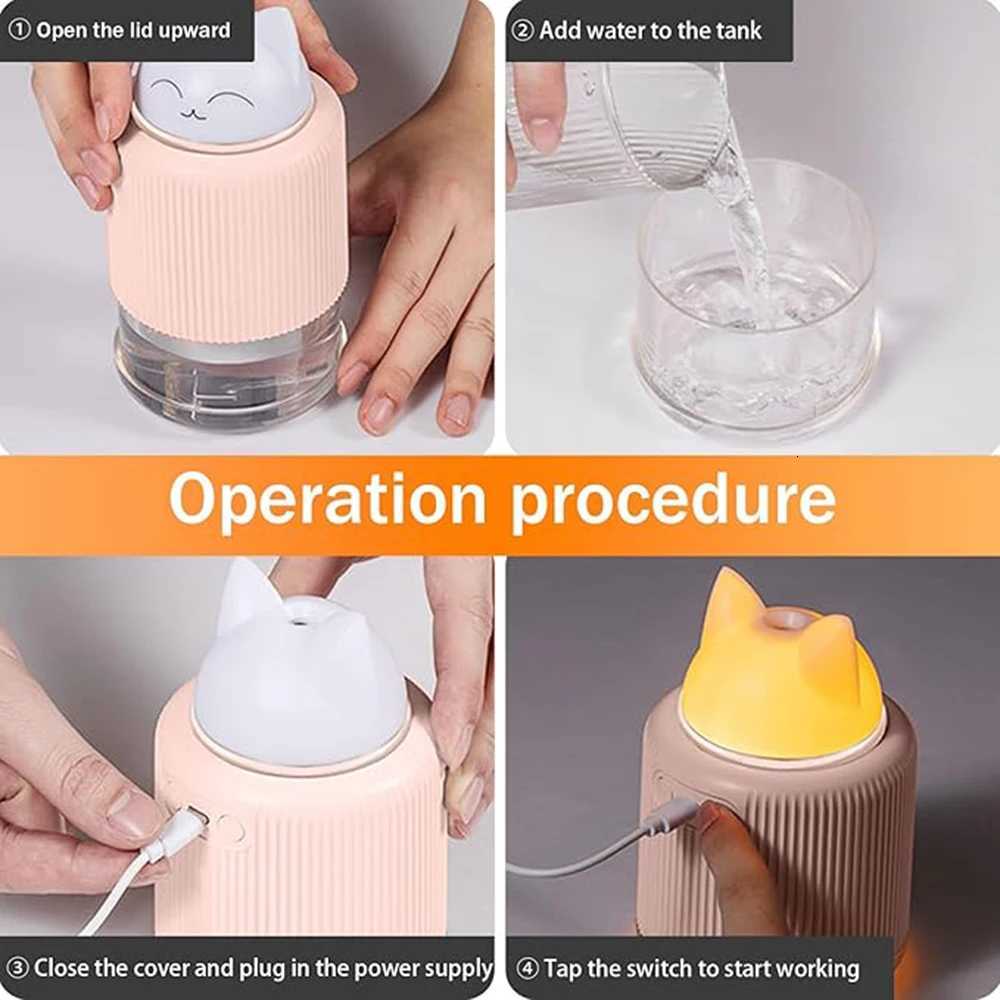 Mini Humidifier-Cute Cat Mist Humidifier for Kids Bedro Small trasonic humidifier for He Car Off with USB 2 LED C251204