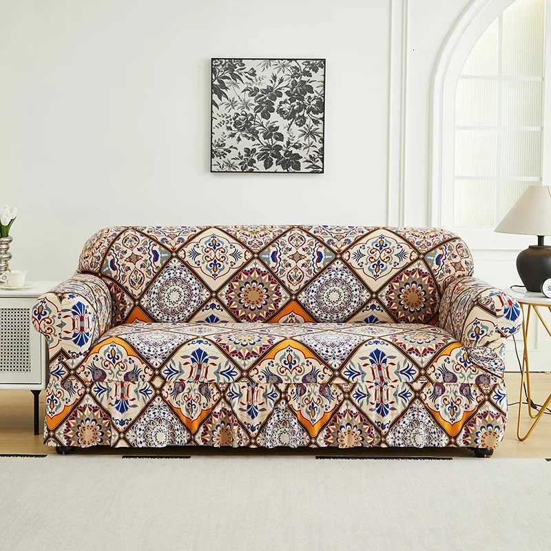 1pc Flower Printed hemline Elastic Sofa Cover Antidirty Spandex Sofa Cover Furniture Protector for Bedroom Living Room Decor M251204 - view 6