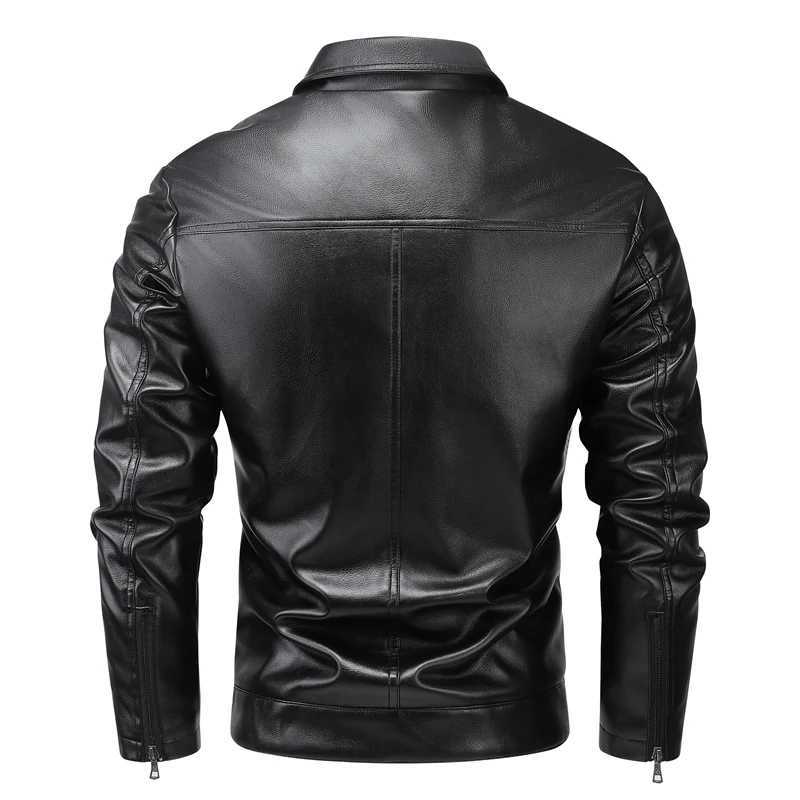 Fashionable Casual Mens Leather Spring PU Leather Jacket Single Breasted Vintage Casual Men Leather Jacket Motorcycle JacketT251204