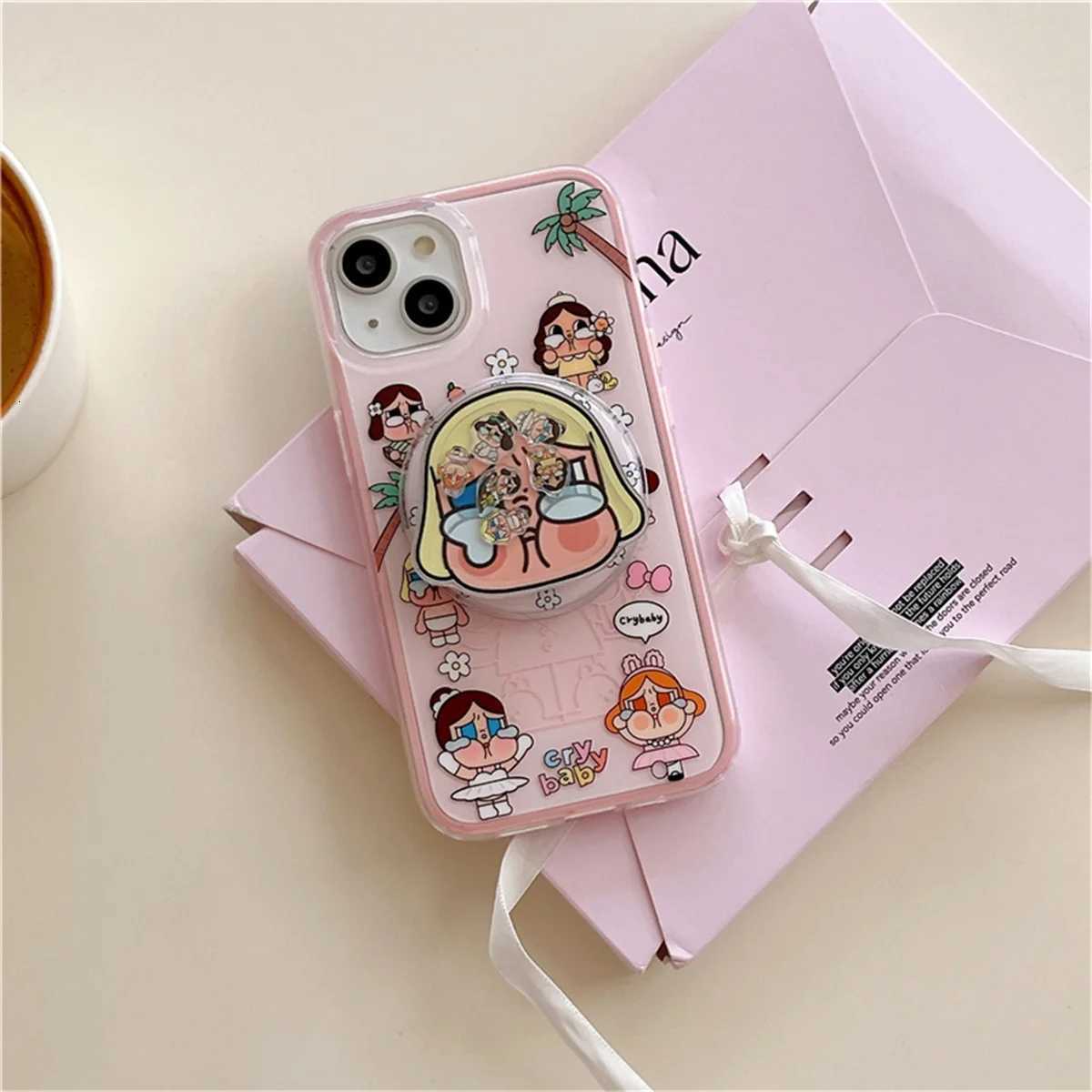 Funny Cute Crying Girl Magnetic Phone Case For iPhone 16 Pro 15 14 Pro Max Cover 2 in 1 Shockproof Cases with Holder H251203