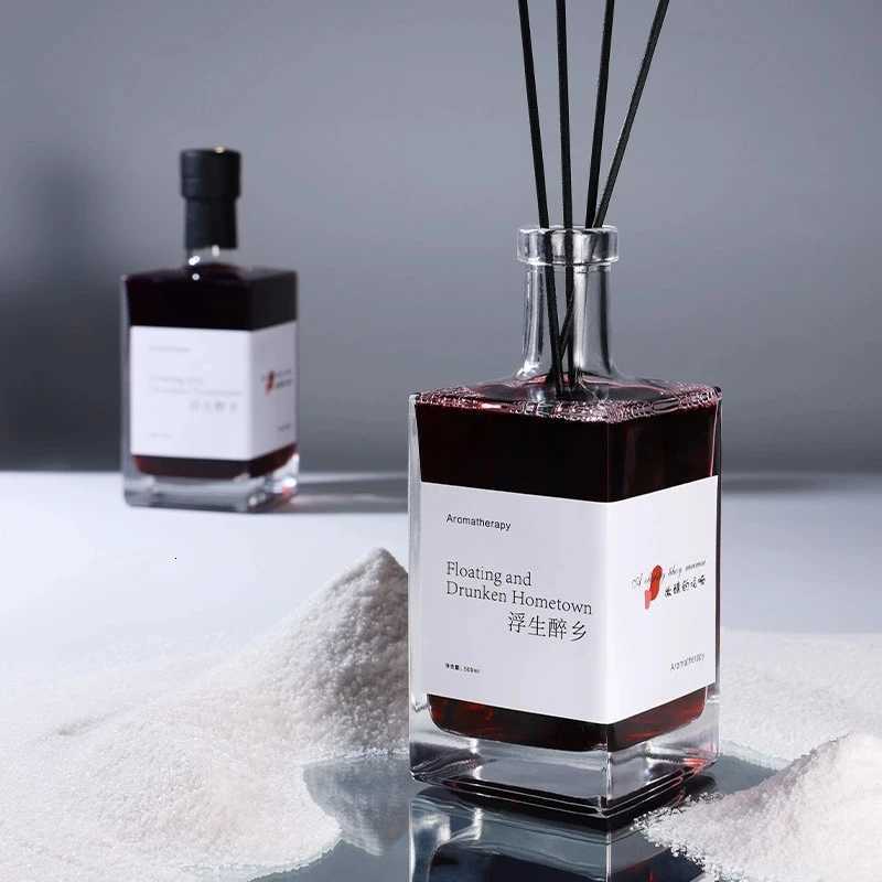 500ml Unique Bottle Reed Diffuser Oil Set - Valentines Day Home Decor Fragrance Air Freshener Gift Set LavenderApple Brandy Y251204