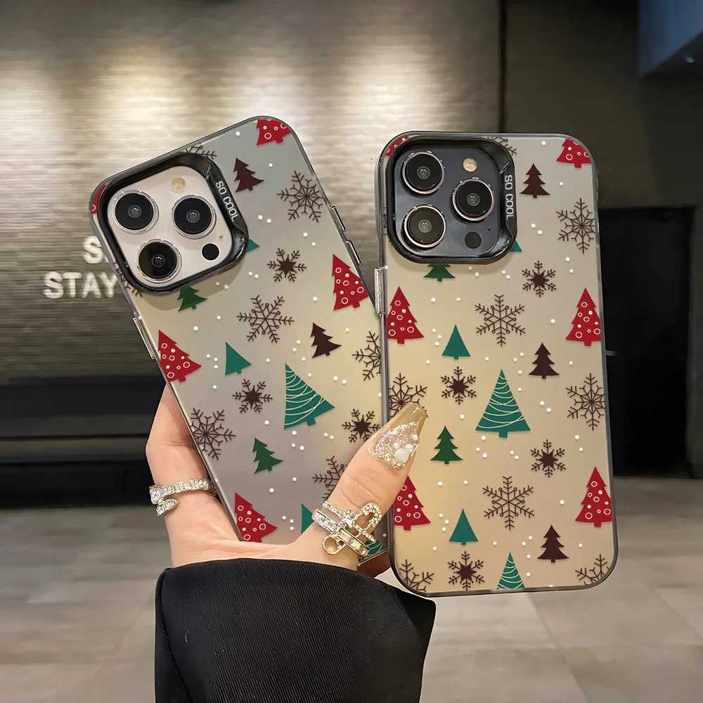 Christmas Tree Snowman Phone Case For iPhone 17 Pro Max Case iPhone 16 13 12 11 14 15 Pro Max Silver IMD Shockproof Bumper Cover H251203