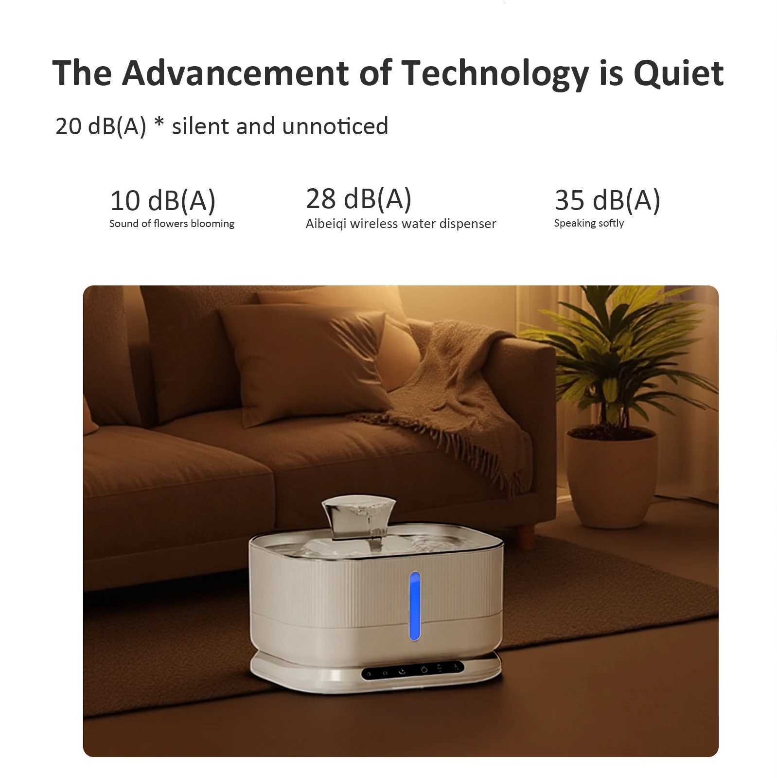 Wireless Cat Water Fountain Stainless Steel Smart Sensor Auto Circulating Filter LED Water Level Quiet Pet Drinking Dispenser M251204 - view 7
