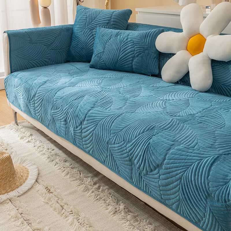 Thicken Sofa Mat Cover Nordic Leaves Jacquard Lounge Corner L Shape Sofa Towel Non-Slip Home Couch Covers Protector Living Room M251204 - view 3