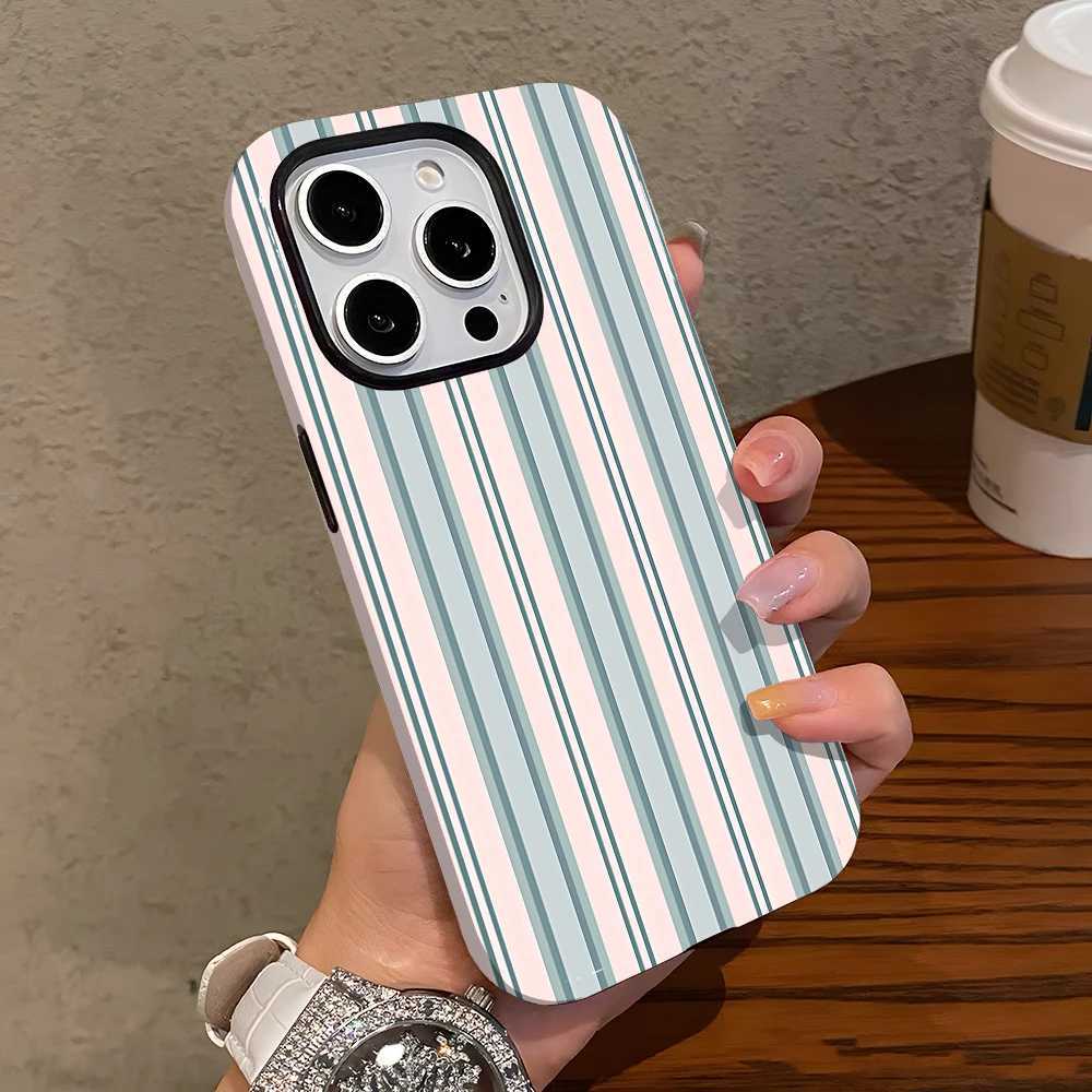 Fashion INS striped pattern Phone Case for iPhone 17 16e 16 15 14 13 12 11 X 7 8 Air Pro Max Plus Luxury Double-layer Back Cover H251203