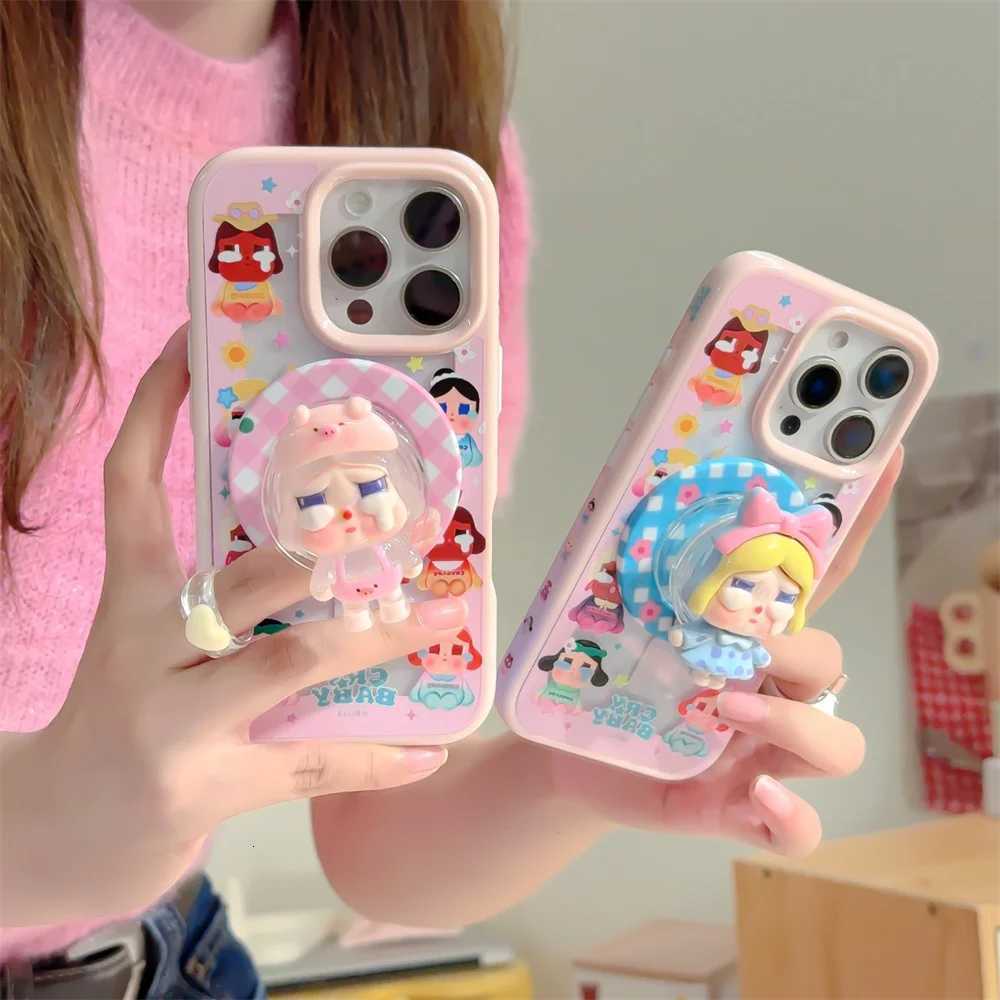 Korean Cute ry Girl Magnetic Stand Phone Case suitable for iPhone 16 Pro 15 13 14 Pro Max with stand suitable for H251203
