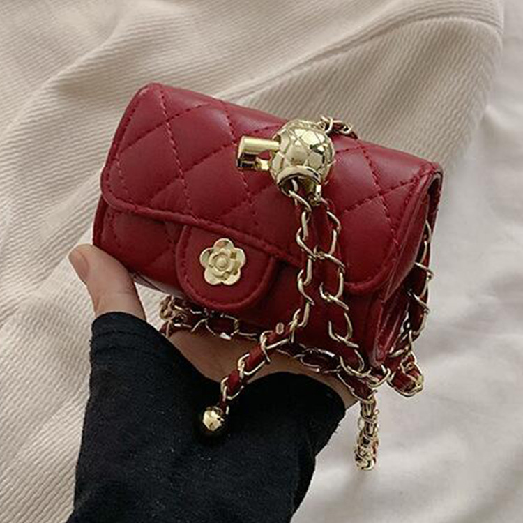 Luxury Bag Women's Mini Crossbody Shoulder Bag with Quilted Diamond Pattern, Embroidered Stitching & Gold Ball Accents - Premium Quality Casual C - view 3