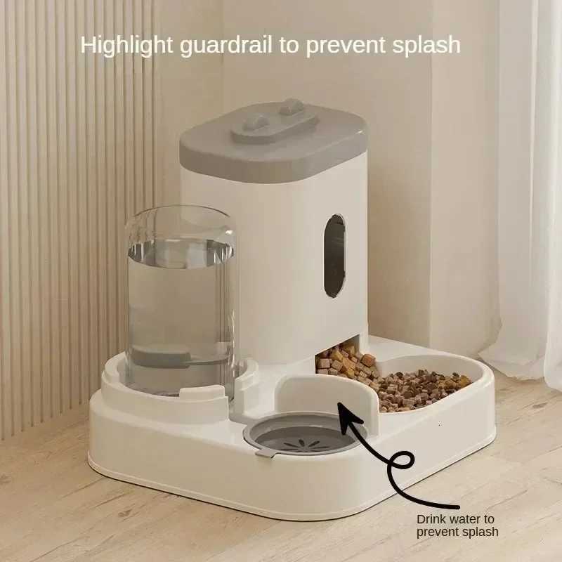 2in1 Automatic Pet Feeder and Water Dispenser Raised Food Bowl with Water Fountain for Cat Dog Large Capacity Cat Water M251204