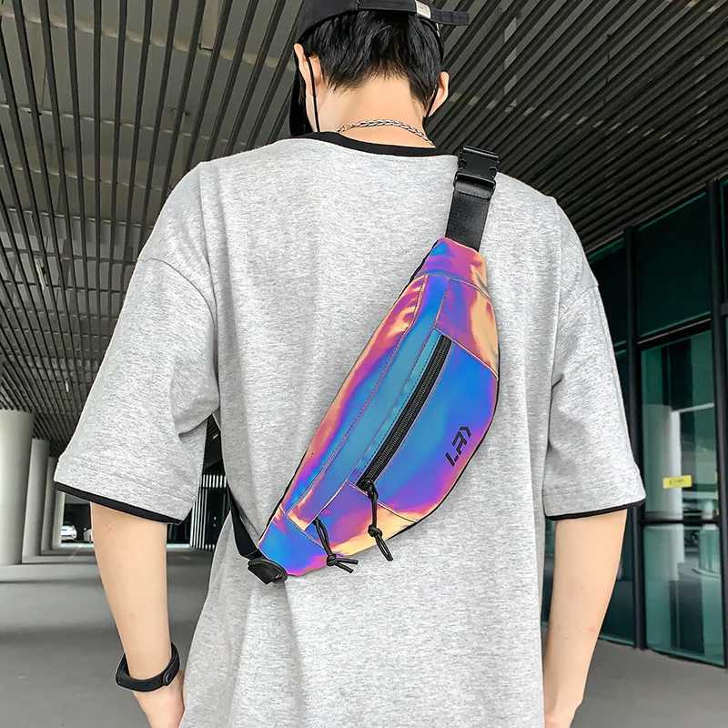 Techwear Style Colorful Reflective Fanny Pack Punk Hip Hop Crossbody Bag Men Women Outdoor Casual Motorcycle Sport Waist BagT251204