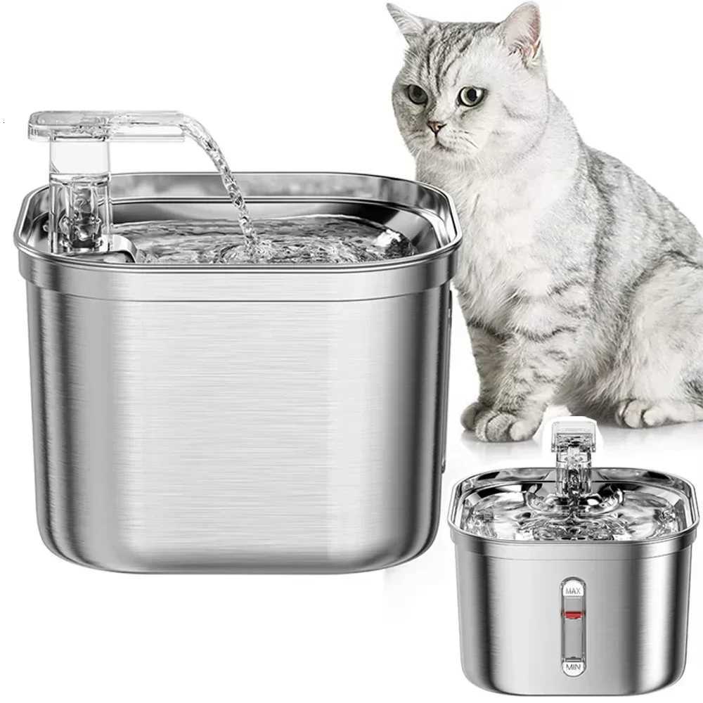 Cats Water Fountain Stainless Steel Auto Running Cat Water Drinker With Filter Motion Sensor Transparent Pets Drinking Dispenser M251204