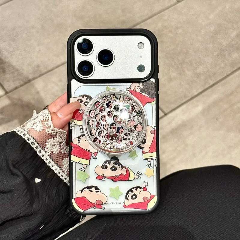 Cartoon Cute sleep Crayon Shin-chan Star Wireless Charge Case For iPhone 12 13 14 15 16 17 Pro Max anime Magnetic Holder H251203