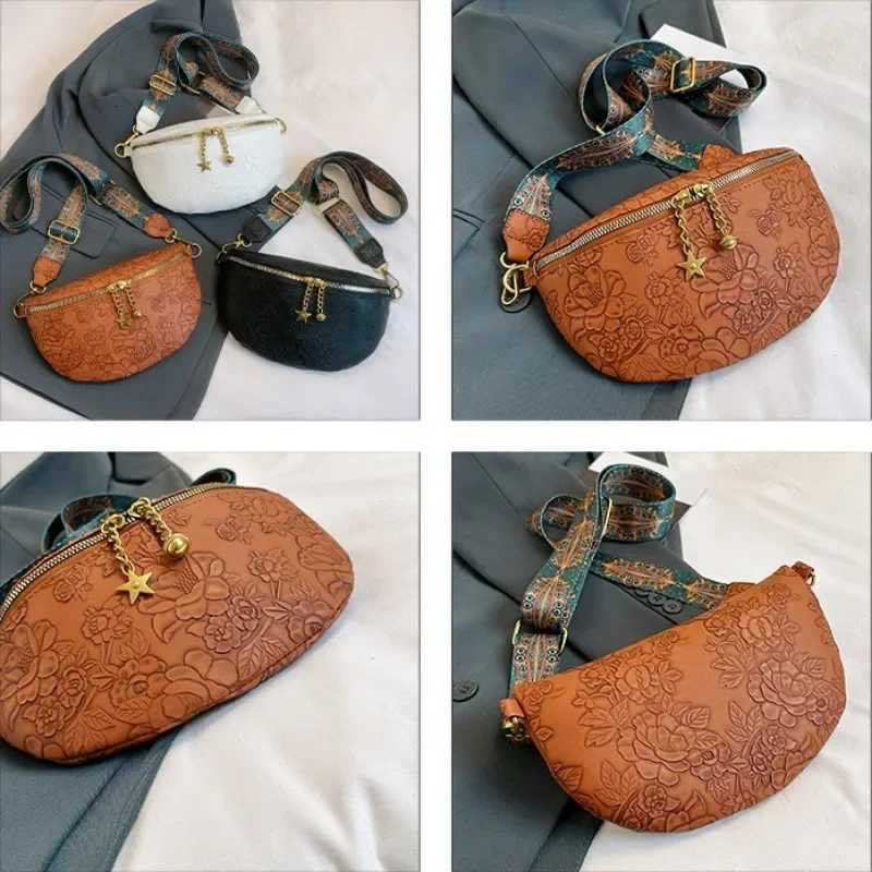 Elegant Emboss Flower Pattern Fanny Packs For Women Luxury Chain Zipper Waist Bags Female Waist Pack Ladies Crossbody Chest BagT251204