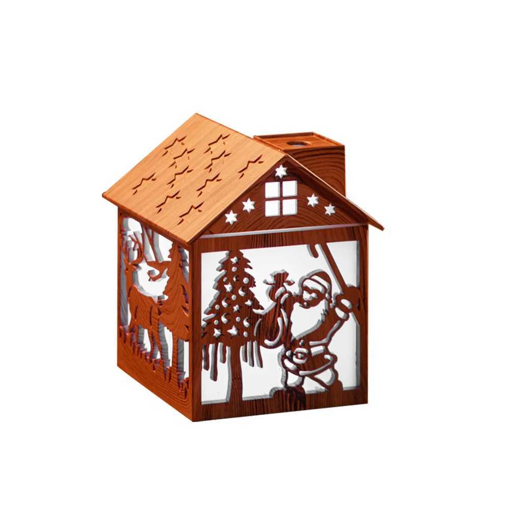 Christmas wooden house humidifier USB he bedro humidifier hollow bedro night light mini small gradient li C251204