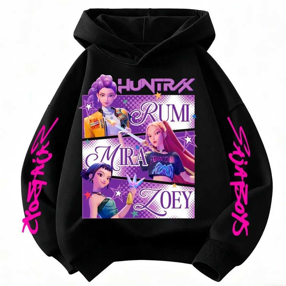 KPop Devil Hunter Huntrix Printed Hoodie Childrens Clothing Boys and Girls Fashion Clothing Autumn/Winter Fleece SweatshirtW251204