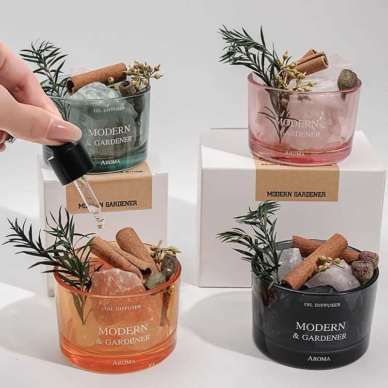 Household Fireless Crystal Aromatherapy Ornament Set with Essential Oil Diffuser Stones - Jasmine Scent for Bedroom Living Room Y251204