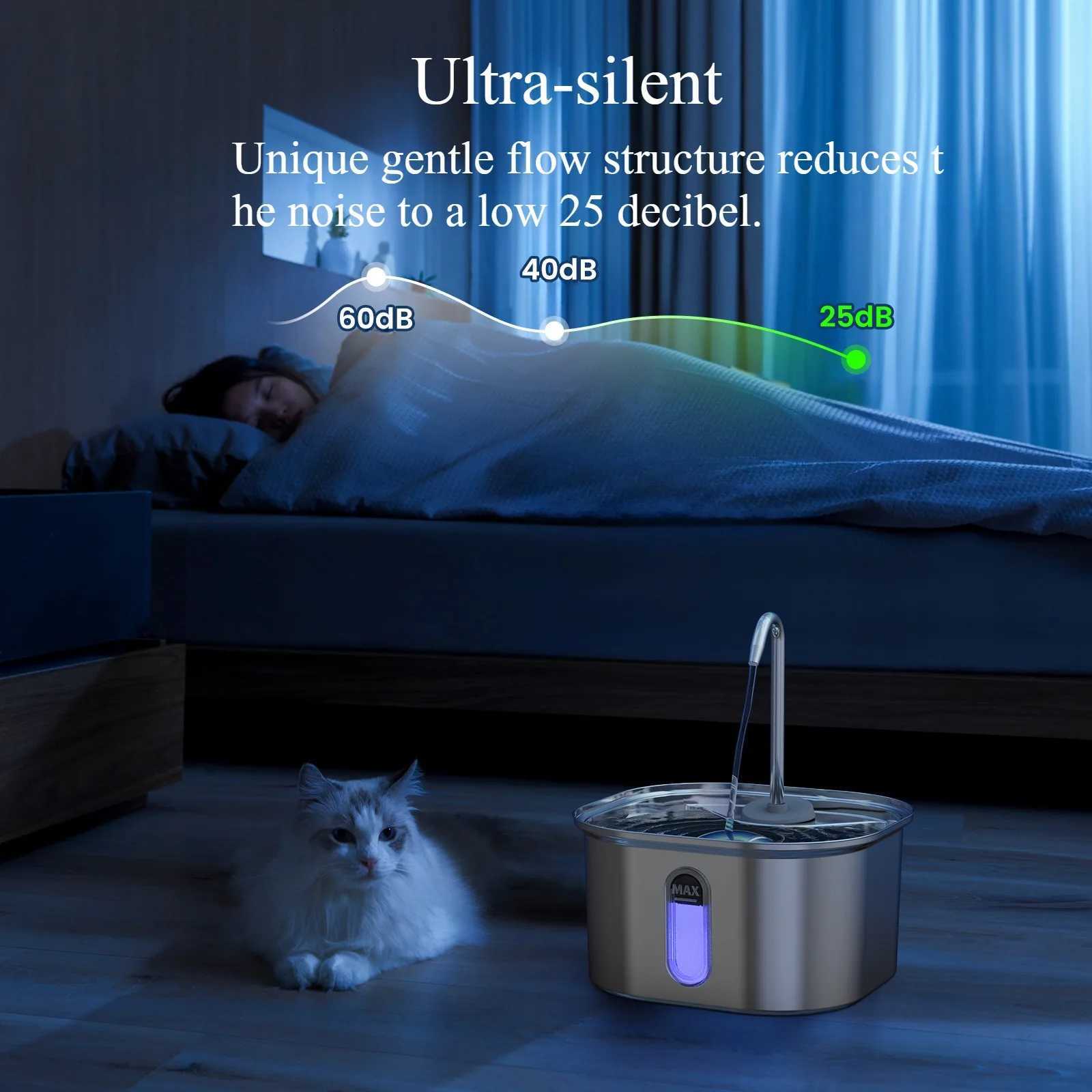 Automatic Cat Water Fountain Stainless Steel Pet Fountain Dog Water Dispenser With USB Electric Ultra-Quiet Pump Cat Supplies M251204