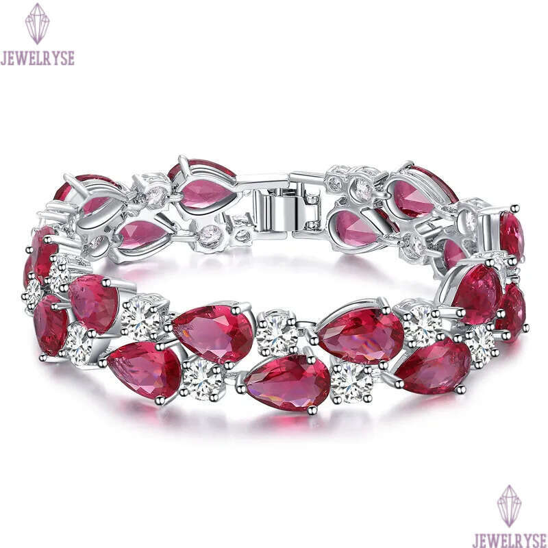 top multicolor pear tennis designer for woman 18k gold diamond wedding bracelets chain green purple white AAA CZ womens luxury jewelry gift box