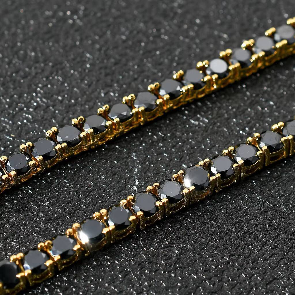 925 Silver Iced Black Moissanite VVS Diamond Hip Hop Tennis Chain Bracelet Necklace Factory-Pass Tester Fine Jewelry for Men