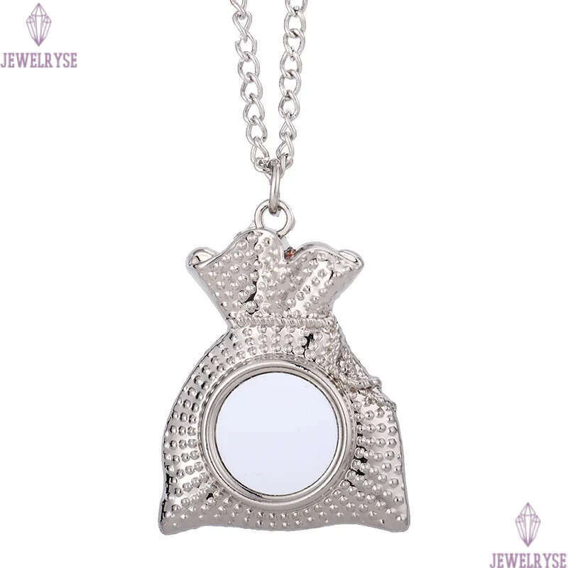 Fashion DIY Christmas Bag sublimation blank mens silver necklace designer jewelry women man chain Photo Frame Pendant for Woman Pendnats Necklaces Gif