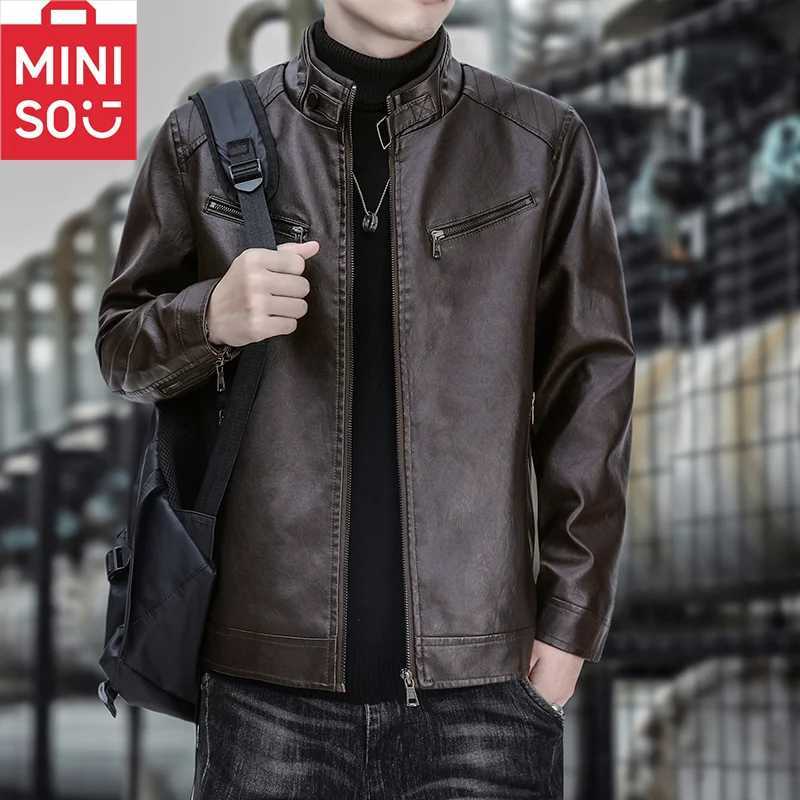 Spring and Autumn New Plush Mens Leather Jacket with Soft Inner Windproof Fashionable Warm Versatile Personalized TrendyT251204