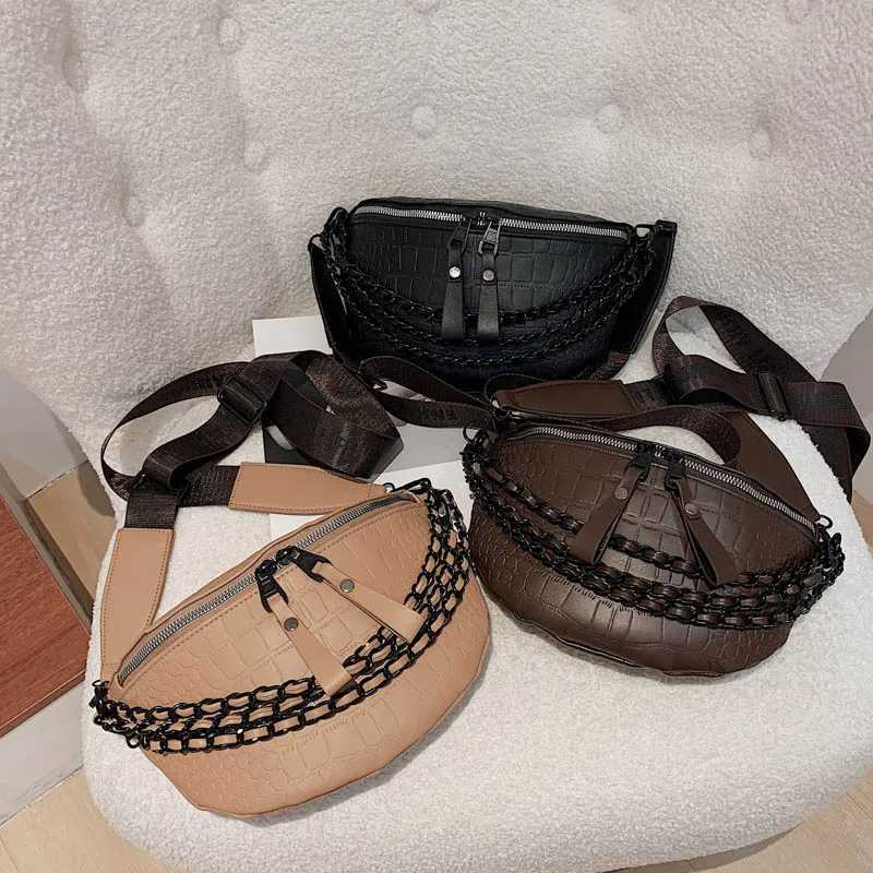 Women Soft Leather Waist Bag Autumn New Chest Pack Shoulder Bag High Quality Chain Fanny Pack Lady Street Trend Belt Bags PurseT251204