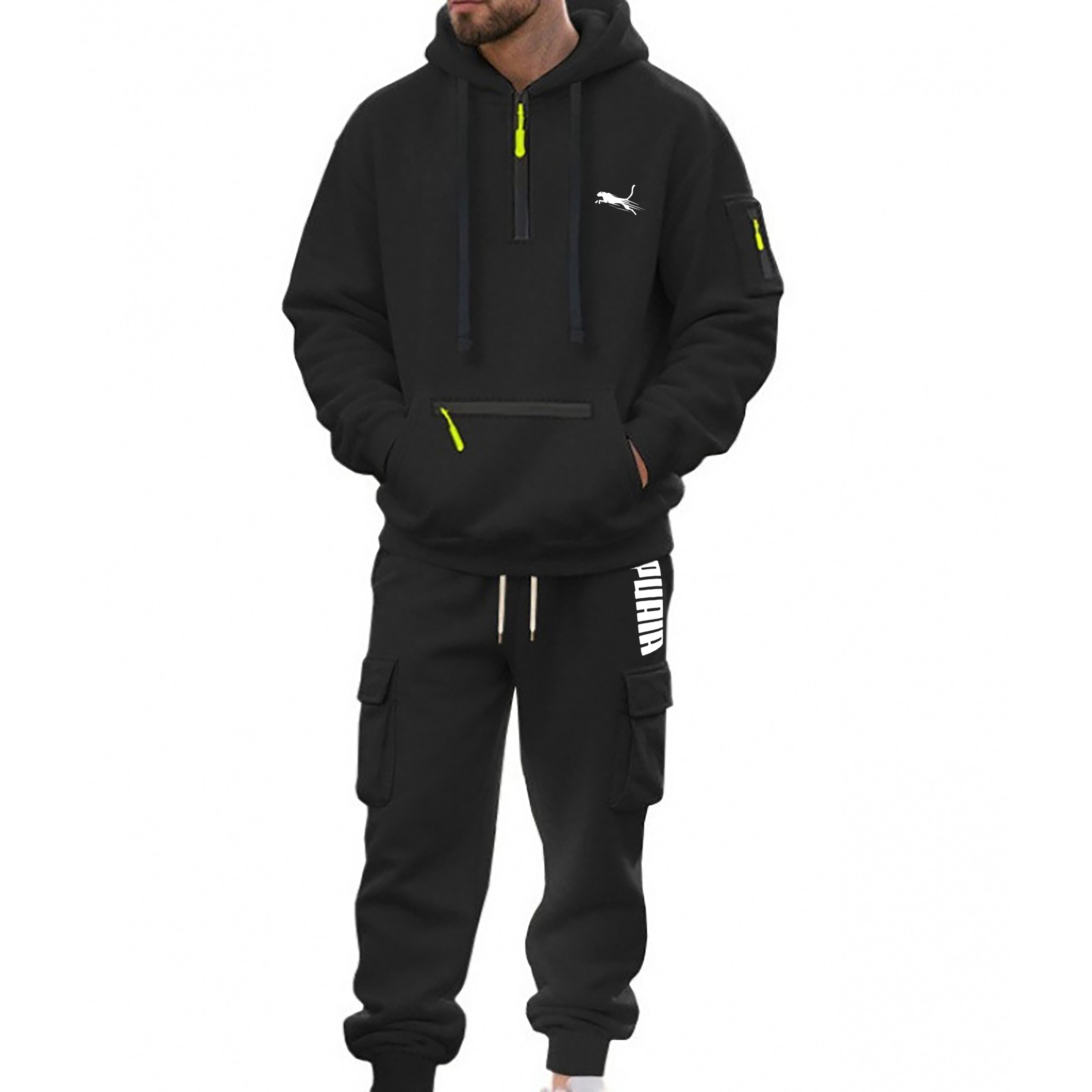 Designer Men's Tracksuits Outdoor Trendy Guys hooded Half-zip With Multiple Pockets Sporty Loose Casual Sportswear Set Fashionable Comfortable St