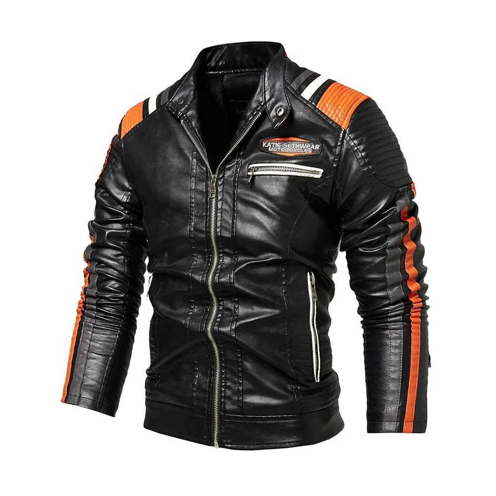 Spring Outdoor Casual Motor Biker PU Leather Jacket Men Fashion Leather Jacket Men Autumn Motorcycle Slim Fleece Jacket Coat MenT251204