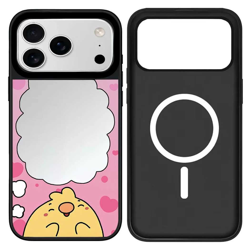 Cartoon Chicken Mirror Surface Cover for iPhone 12 13 14 15 16 17 Pro Max 17 Air Case - Protective Magnetic Case H251203