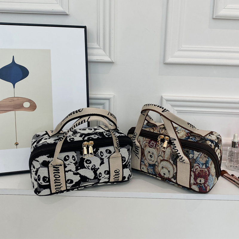 Panda Makeup Bag for Women - New Style Large Capacity Premium Canvas Toiletry Bag Travel Portable Cosmetic Storage Pouch