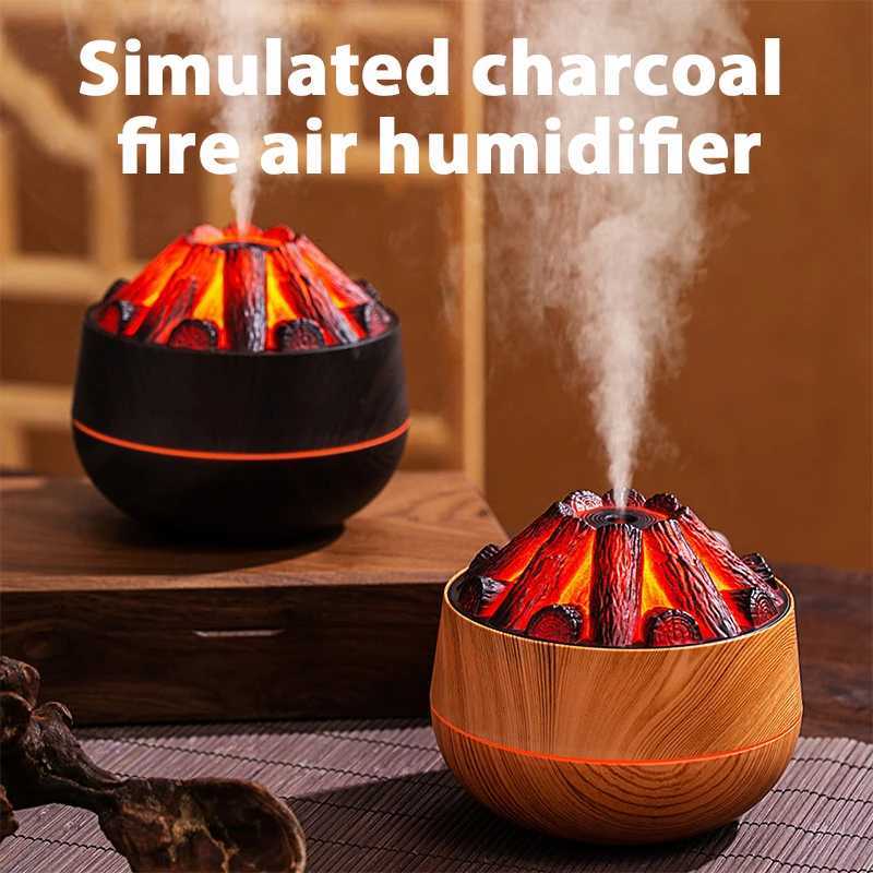 2025 New 300ML Artificial Charcoal Fire Air Humidifier Fine Mist Quiet Operation with Night Light for He Humidification C251204
