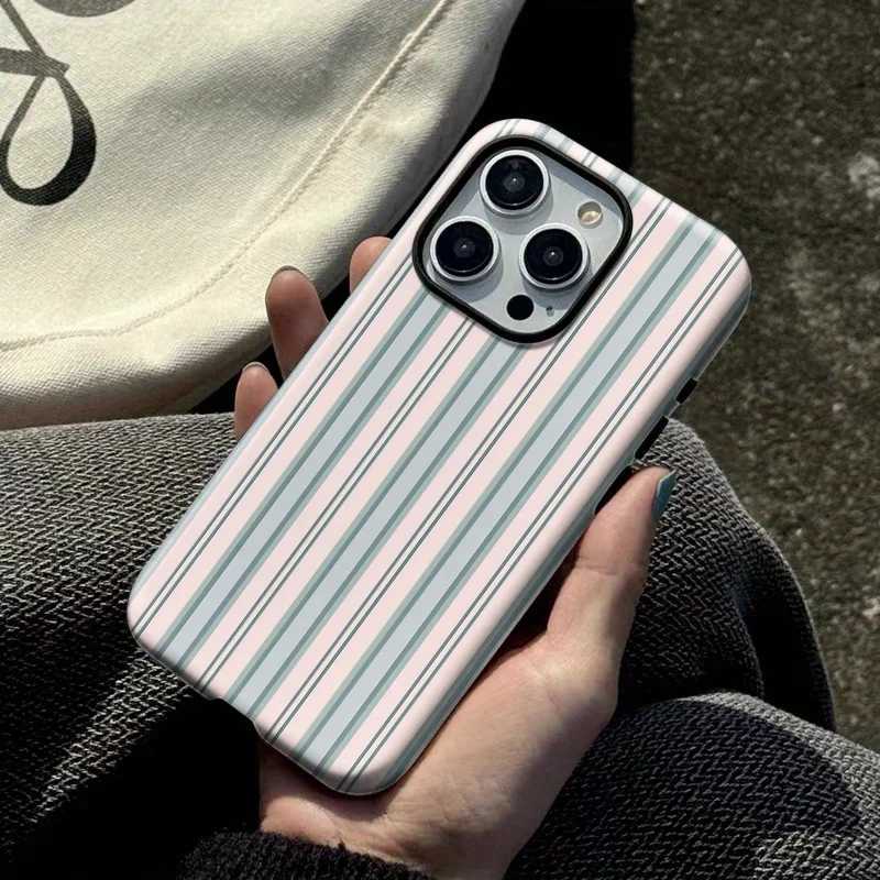 Stylish Design Striped Phone Case for iPhone 17 16 15 14 13 12 11 X XR XSMAX 7 8 Air Pro Max Plus Luxury Double-layer Back Cover H251203