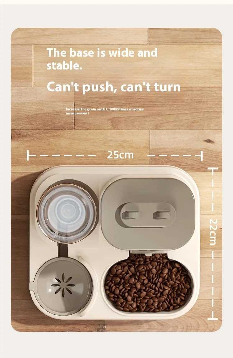 Dog Cat Automatic Feeder Waterer Set Gravity Design Leak-Proof Spill-Proof Anti-Slip Easy to Clean Built-In Food Bowl M251204