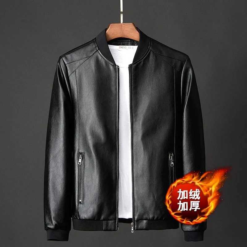Plus size mens leather jacket winter autumn warm new trend motorcycle leather jacket men Fashion warm leather coatT251204
