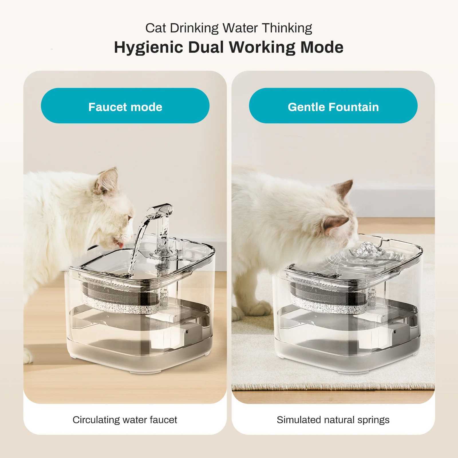 22L Square/Round Cat Water Feeder Automation Dog Water Dispenser Visible Filtration Cat and Dog Pet Water SilentNo 5V 1A plug M251204