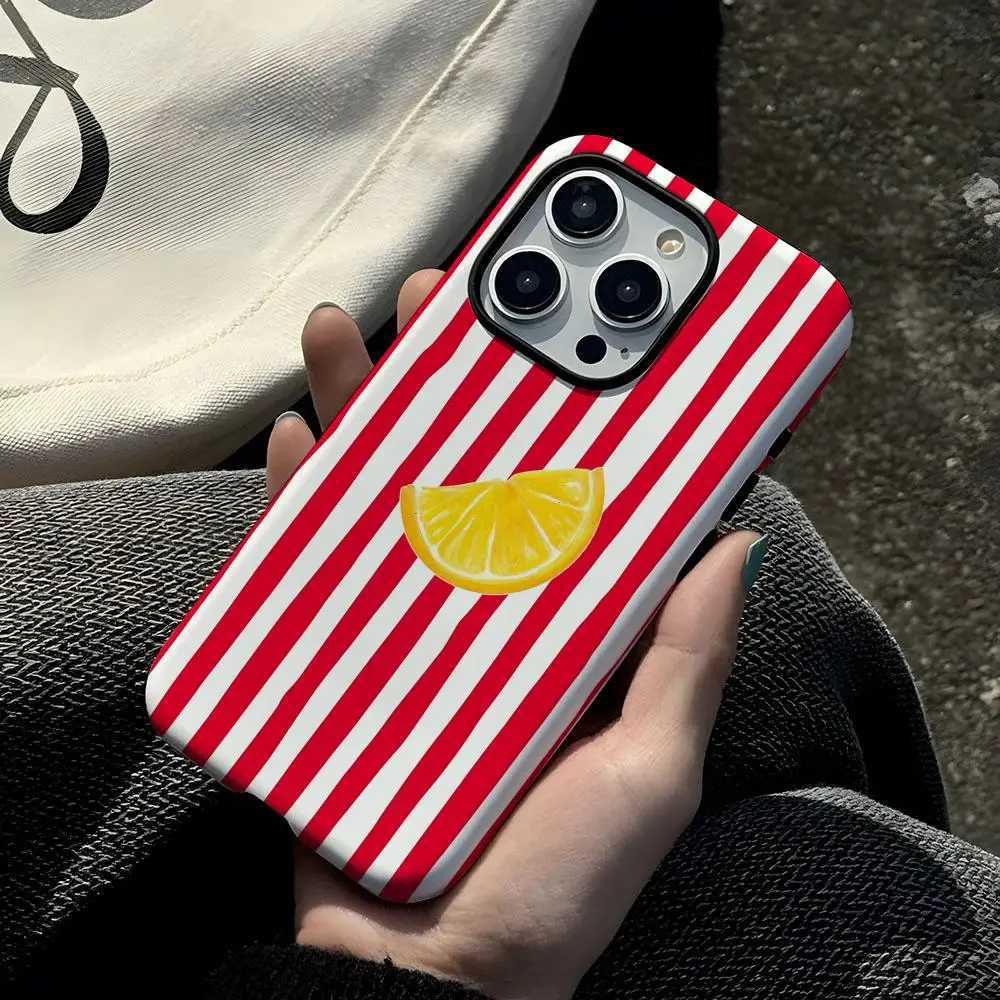 Lemon Cool Stripe Pattern Phone Case For IPhone 17 Air 16 15 14 13 12 11 Pro Max X XS XR 7 8 Plus Glossy Film Hard PC Cover H251203