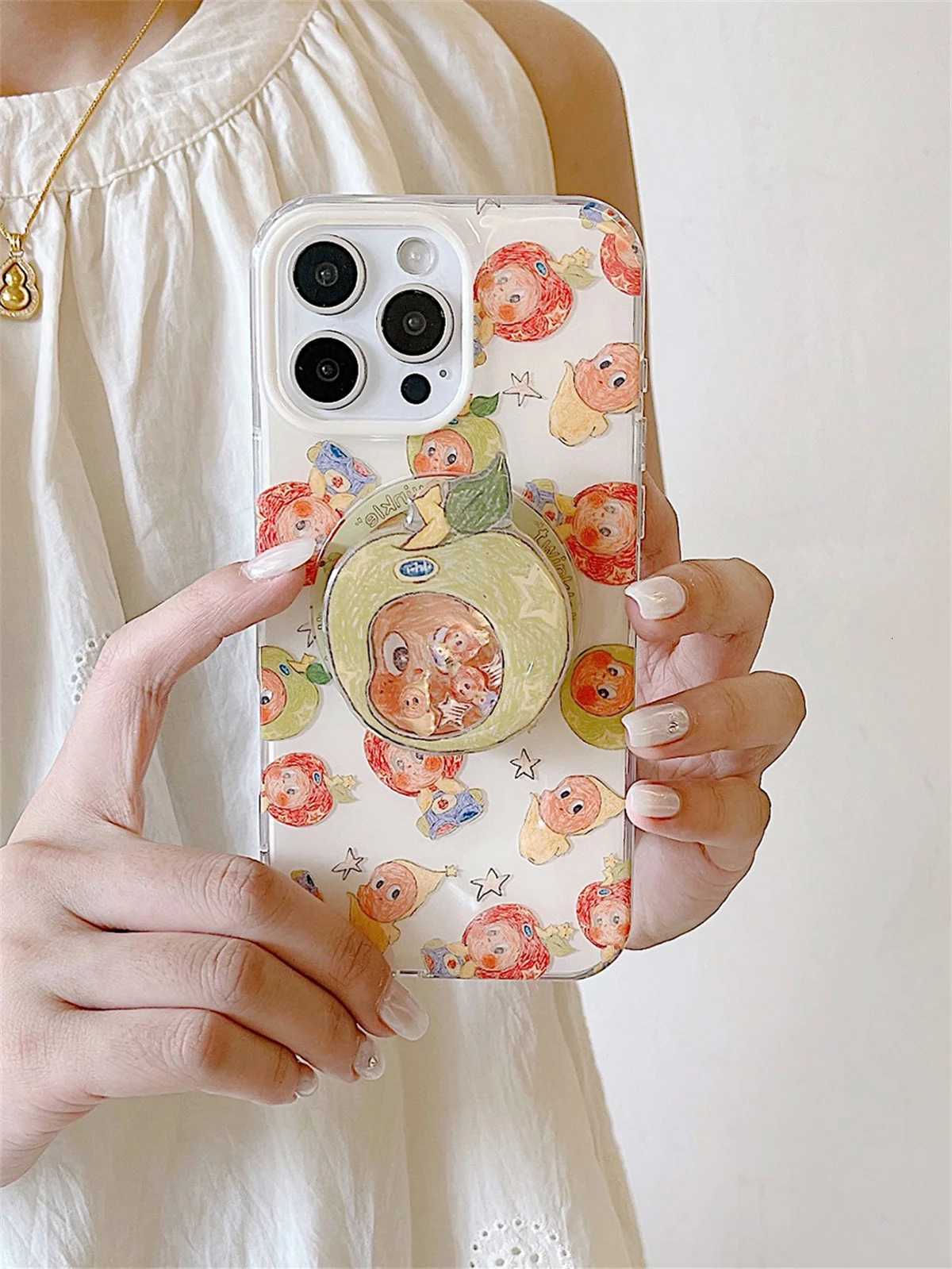 Cute Cartoon Star Baby Magnetic Stand Phone Case For iPhone 16 Pro 15 14 Pro Max Back Cover For Cases 15Pro Funda H251203