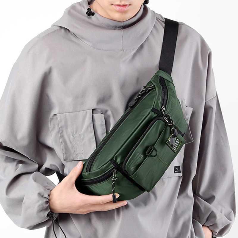Men Waist Fanny Pack Belt Sling Chest Bag Travel Multi-Pocket Military Fashion Sports Nylon Male Pouch Purse Bum Hip Bags NewT251204