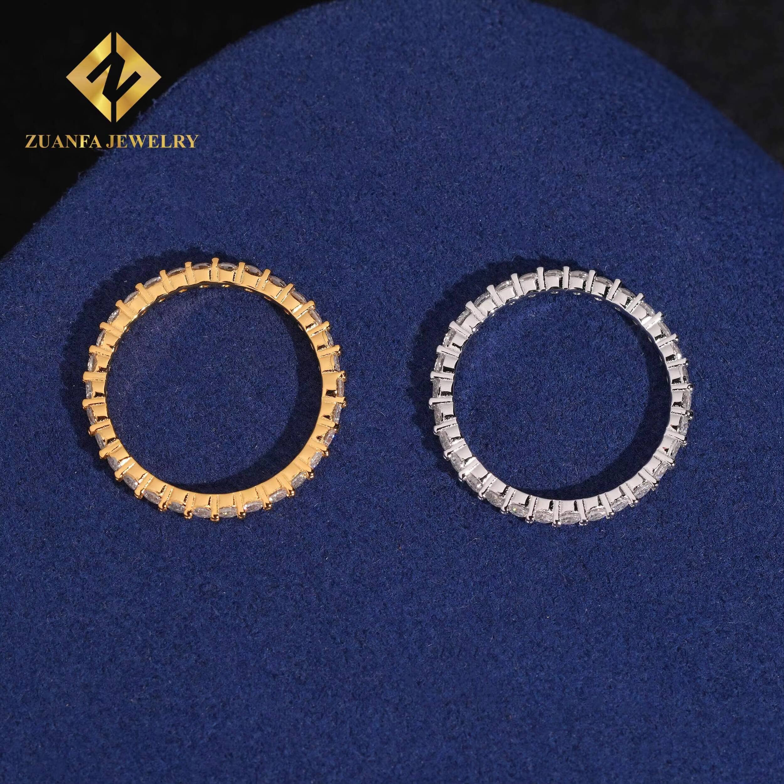 S925 Sterling Silver Moissanite Ring Eternity Wedding Bands Engagement Round Diamond 20mm Rings Jewelry Women
