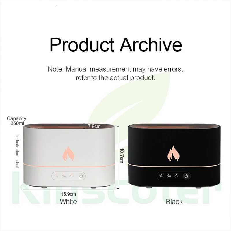 250ml Flame Humidifier 1/3/5H USB Smart Timing LED Electric Ara Diffuser S Fire Night Lamp C251204