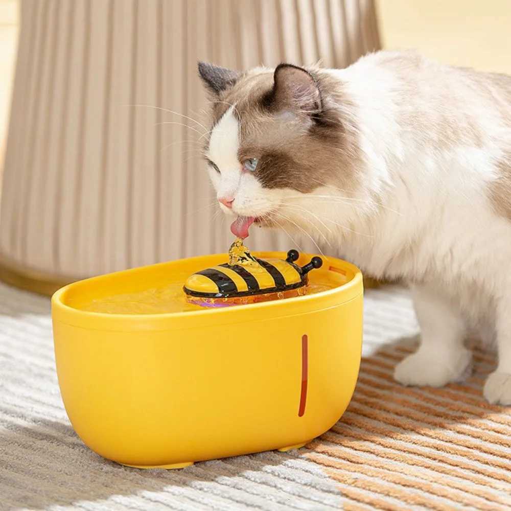 Pet Water Dispenser 2000ml Cat Automatic Circulation Filter Waterfall Mute Running Water Bee Style Water Dispenser Cat M251204